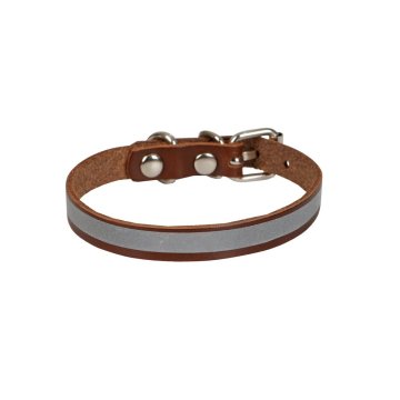 Cattie Gerçek Deriden El Yapımı Reflektörlü Kedi Boyun Tasması 1x21-25cm - Brown