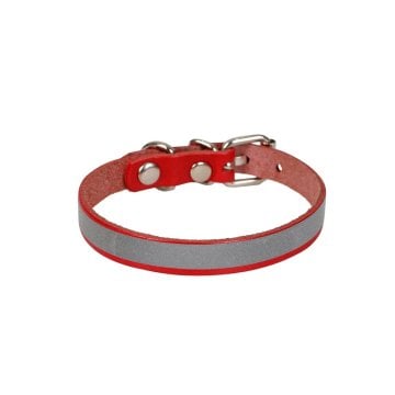 Cattie Gerçek Deriden El Yapımı Reflektörlü Kedi Boyun Tasması 1x21-25cm - Red