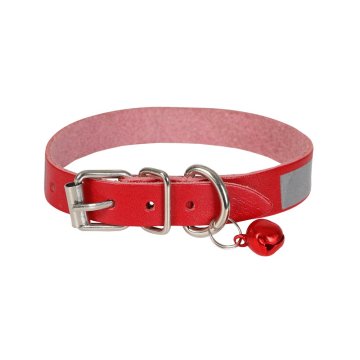 Cattie Gerçek Deriden El Yapımı Reflektörlü Kedi Boyun Tasması 1x21-25cm - Red