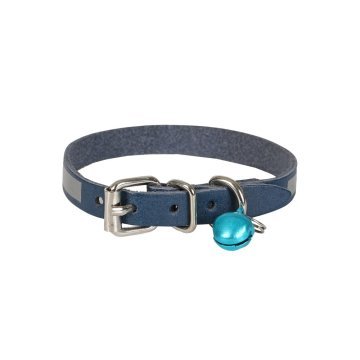 Cattie Gerçek Deriden El Yapımı Reflektörlü Kedi Boyun Tasması 1x21-25cm - Royal Blue