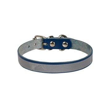 Cattie Gerçek Deriden El Yapımı Reflektörlü Kedi Boyun Tasması 1x21-25cm - Royal Blue