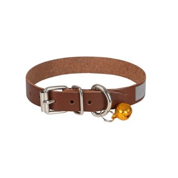 Cattie Gerçek Deriden El Yapımı Reflektörlü Kedi Boyun Tasması 1,2x25-29cm - Brown