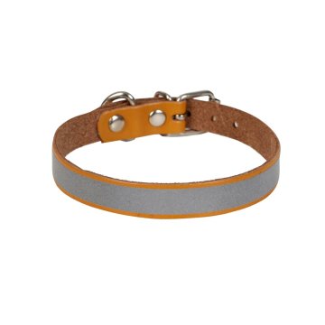 Cattie Gerçek Deriden El Yapımı Reflektörlü Kedi Boyun Tasması 1,2x25-29cm - Camel