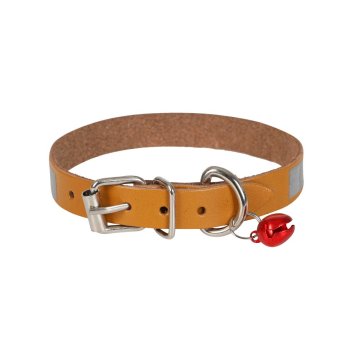 Cattie Gerçek Deriden El Yapımı Reflektörlü Kedi Boyun Tasması 1,2x25-29cm - Camel