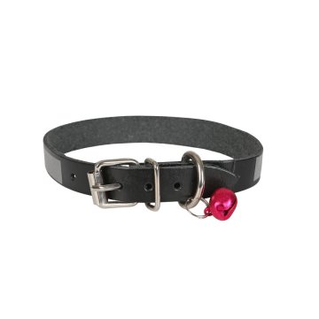 Cattie Gerçek Deriden El Yapımı Reflektörlü Kedi Boyun Tasması 1,2x25-29cm - Black