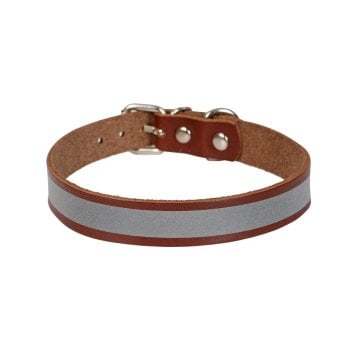 Cattie Gerçek Deriden El Yapımı Reflektörlü Kedi Boyun Tasması 1,5x28-32cm - Brown
