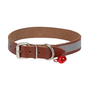 Cattie Gerçek Deriden El Yapımı Reflektörlü Kedi Boyun Tasması 1,5x28-32cm - Brown