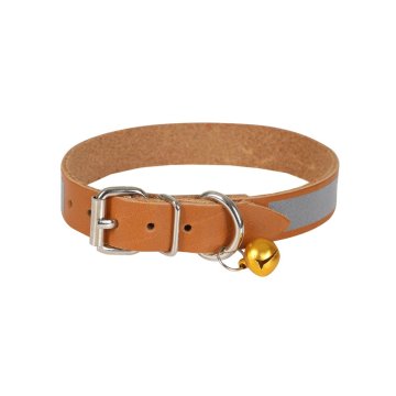Cattie Gerçek Deriden El Yapımı Reflektörlü Kedi Boyun Tasması 1,5x28-32cm - Camel
