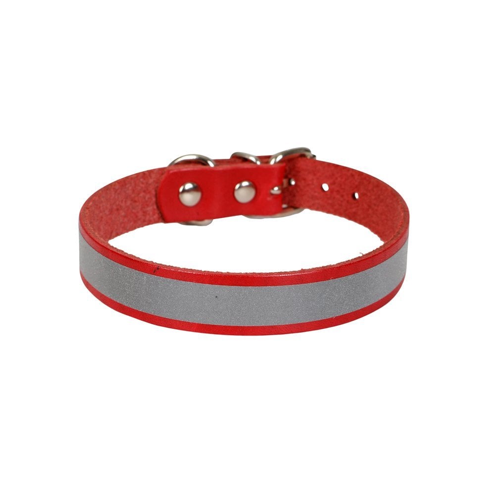 Cattie Gerçek Deriden El Yapımı Reflektörlü Kedi Boyun Tasması 1,5x28-32cm - Red