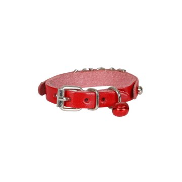 Cattie Gerçek Deriden El Yapımı İsimlikli Kedi Boyun Tasması 1x18-22cm - Red