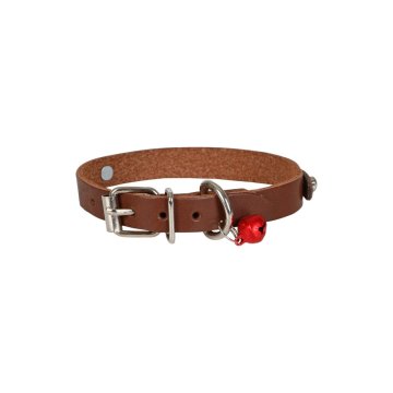 Cattie Gerçek Deriden El Yapımı İsimlikli Kedi Boyun Tasması 1,2x25-29cm - Brown