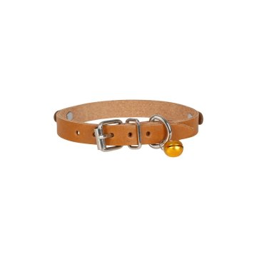 Cattie Gerçek Deriden El Yapımı İsimlikli Kedi Boyun Tasması 1,2x25-29cm - Camel