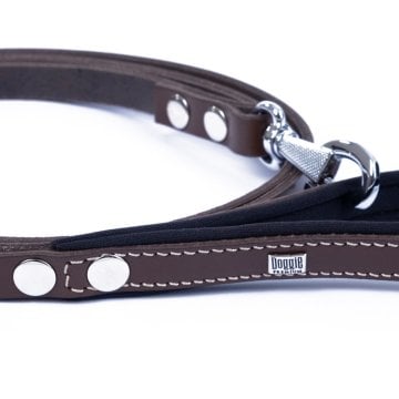 Doggie Konforlu Gerçek Deriden El Yapımı Köpek Gezdirme Kayışı 1,5x160cm - Brown