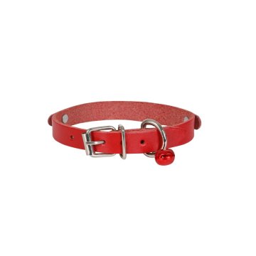 Cattie Gerçek Deriden El Yapımı İsimlikli Kedi Boyun Tasması 1,2x25-29cm - Red