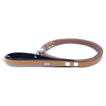 Doggie Konforlu Gerçek Deriden El Yapımı Köpek Gezdirme Kayışı 1,5x160cm - Camel