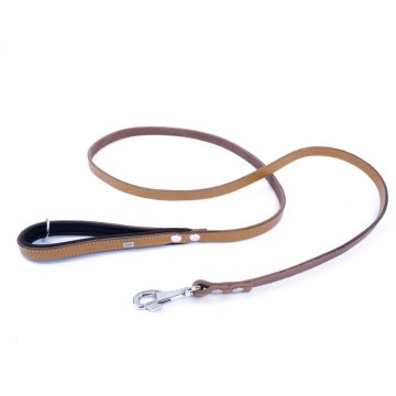 Doggie Konforlu Gerçek Deriden El Yapımı Köpek Gezdirme Kayışı 1,5x160cm - Camel