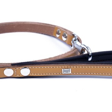 Doggie Konforlu Gerçek Deriden El Yapımı Köpek Gezdirme Kayışı 1,5x160cm - Camel