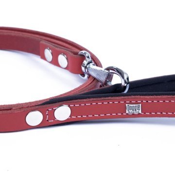 Doggie Konforlu Gerçek Deriden El Yapımı Köpek Gezdirme Kayışı 1,5x160cm - Red