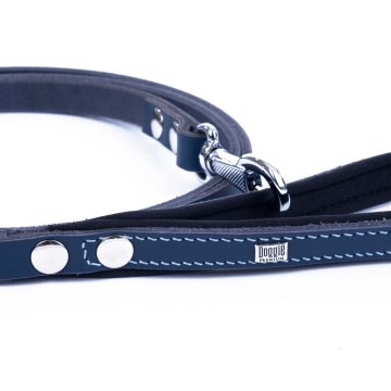 Doggie Konforlu Gerçek Deriden El Yapımı Köpek Gezdirme Kayışı 1,5x160cm - Royal Blue