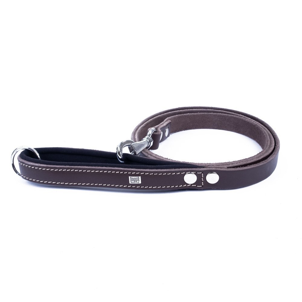 Doggie Konforlu Gerçek Deriden El Yapımı Köpek Gezdirme Kayışı 2x140cm - Brown