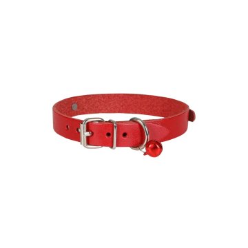 Cattie Gerçek Deriden El Yapımı İsimlikli Kedi Boyun Tasması 1,5x28-32cm - Red