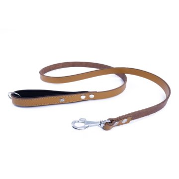 Doggie Konforlu Gerçek Deriden El Yapımı Köpek Gezdirme Kayışı 2x140cm - Camel