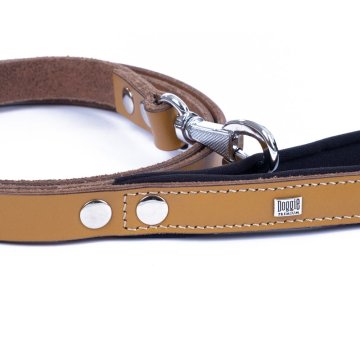 Doggie Konforlu Gerçek Deriden El Yapımı Köpek Gezdirme Kayışı 2x140cm - Camel