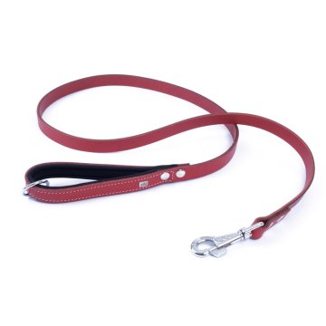 Doggie Konforlu Gerçek Deriden El Yapımı Köpek Gezdirme Kayışı 2x140cm - Red