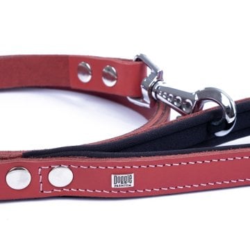 Doggie Konforlu Gerçek Deriden El Yapımı Köpek Gezdirme Kayışı 2x140cm - Red