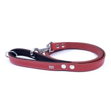 Doggie Konforlu Gerçek Deriden El Yapımı Köpek Gezdirme Kayışı 2x140cm - Red