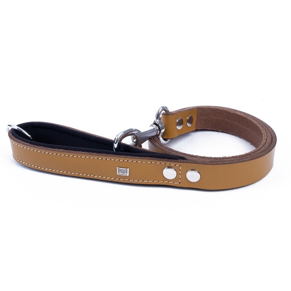 Doggie Konforlu Gerçek Deriden El Yapımı Köpek Gezdirme Kayışı 2,5x120cm - Camel
