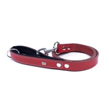 Doggie Konforlu Gerçek Deriden El Yapımı Köpek Gezdirme Kayışı 3x100cm - Red