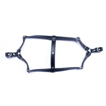 Doggie Konforlu Gerçek Deriden El Yapımı Ronin Model Köpek Göğüs Tasması S-1,5x40-45cm - Black