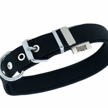 Doggie Konforlu Dokumadan El Yapımı Köpek Boyun Tasması 2,5x42-50cm - Black