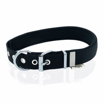 Doggie Konforlu Dokumadan El Yapımı Köpek Boyun Tasması 2,5x42-50cm - Black
