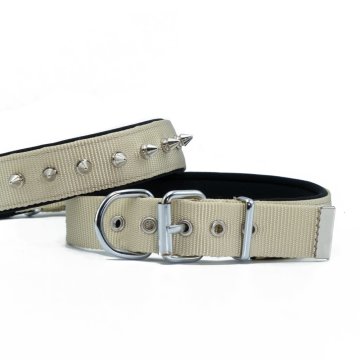 Doggie Konforlu Dokumadan El Yapımı Çivili Köpek Boyun Tasması 3x42-50cm - Khaki