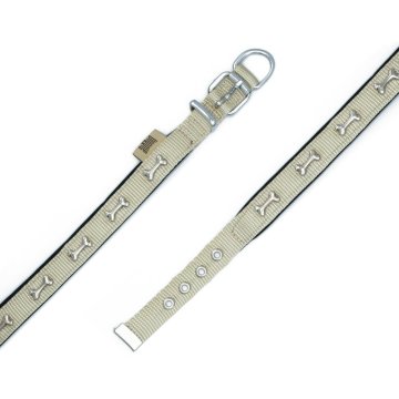 Doggie Konforlu Dokumadan El Yapımı Kemik Süslü Köpek Boyun Tasması 2x30-35cm - Khaki