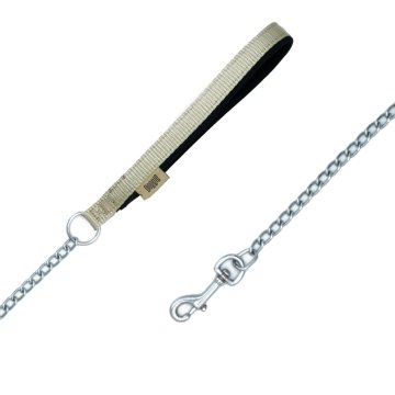 Doggie Konforlu Dokumadan El Yapımı Zincirli Köpek Gezdirme Kayışı 2x110cm - Khaki
