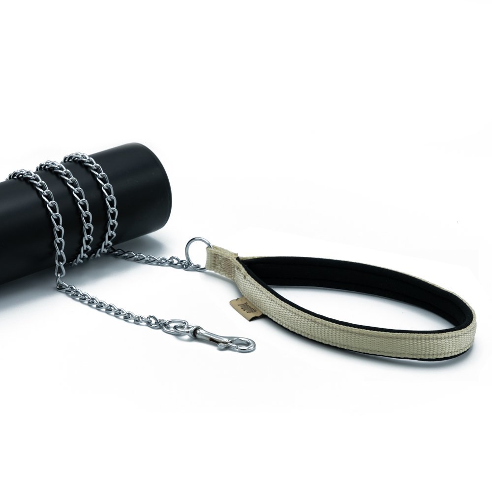 Doggie Konforlu Dokumadan El Yapımı Zincirli Köpek Gezdirme Kayışı 2x110cm - Khaki