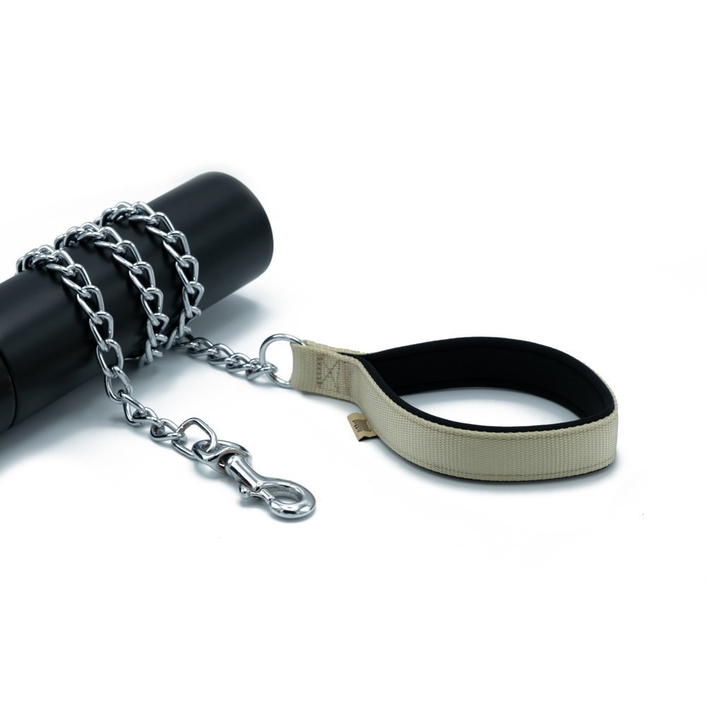 Doggie Konforlu Dokumadan El Yapımı Zincirli Köpek Gezdirme Kayışı 3,5x110cm - Khaki