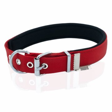 Doggie Konforlu Dokumadan El Yapımı Kemik Süslü Köpek Boyun Tasması 2,5x37-45cm - Red