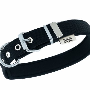 Doggie Konforlu Dokumadan El Yapımı Kemik Süslü Köpek Boyun Tasması 2,5x42-50cm - Black