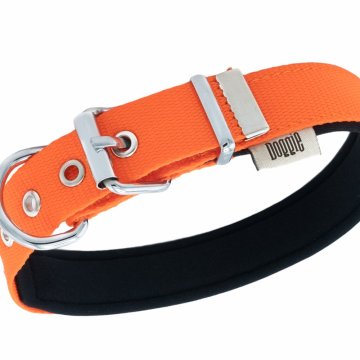 Doggie Konforlu Dokumadan El Yapımı Kemik Süslü Köpek Boyun Tasması 2,5x42-50cm - Orange