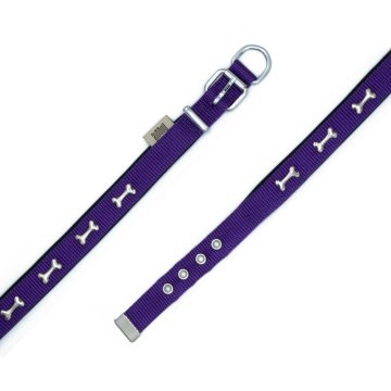 Doggie Konforlu Dokumadan El Yapımı Kemik Süslü Köpek Boyun Tasması 2x30-35cm - Purple