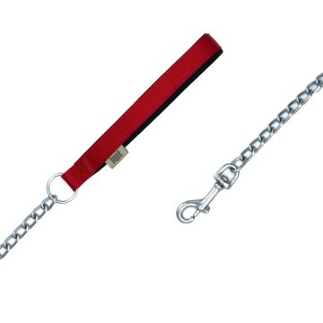 Doggie Konforlu Dokumadan El Yapımı Zincirli Köpek Gezdirme Kayışı 3x110cm - Red