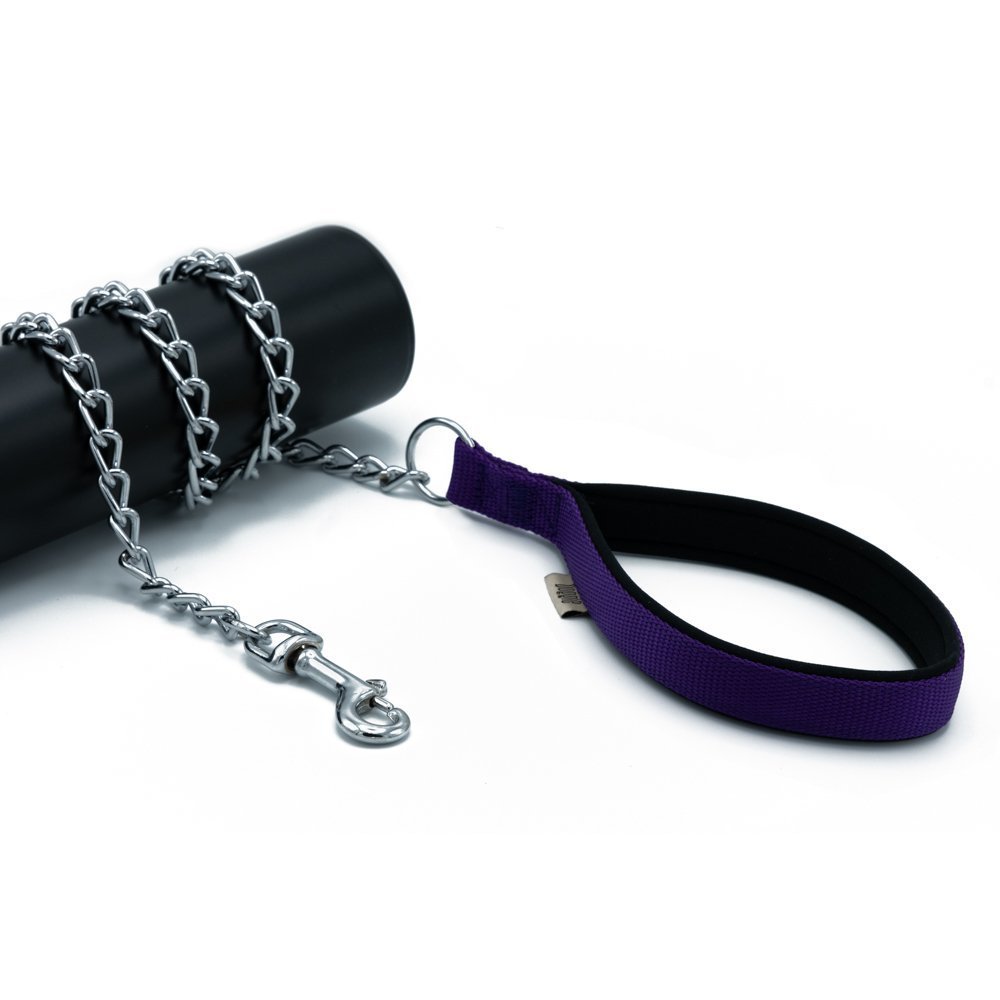 Doggie Konforlu Dokumadan El Yapımı Zincirli Köpek Gezdirme Kayışı 3x110cm - Purple