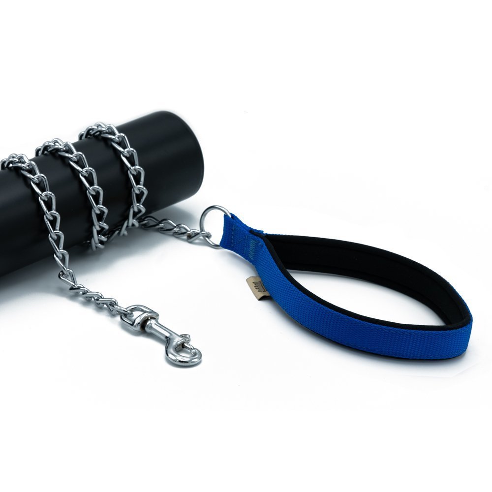 Doggie Konforlu Dokumadan El Yapımı Zincirli Köpek Gezdirme Kayışı 3x110cm - Royal Blue