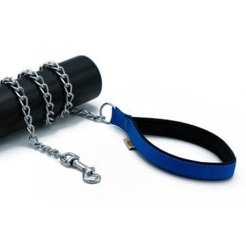Doggie Konforlu Dokumadan El Yapımı Zincirli Köpek Gezdirme Kayışı 3x110cm - Royal Blue