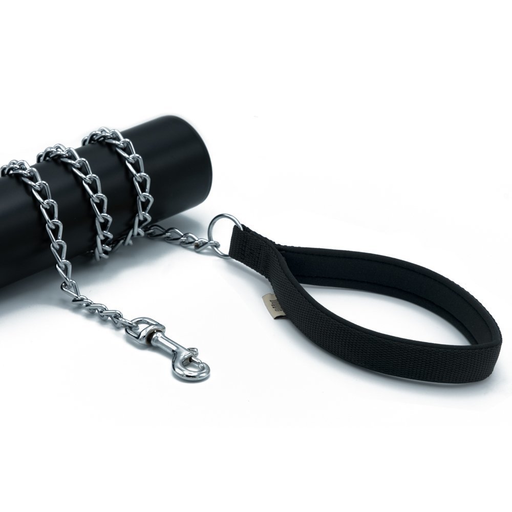 Doggie Konforlu Dokumadan El Yapımı Zincirli Köpek Gezdirme Kayışı 3x110cm - Black