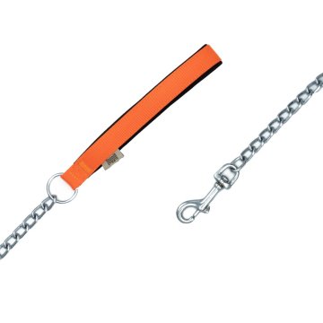 Doggie Konforlu Dokumadan El Yapımı Zincirli Köpek Gezdirme Kayışı 3x110cm - Orange